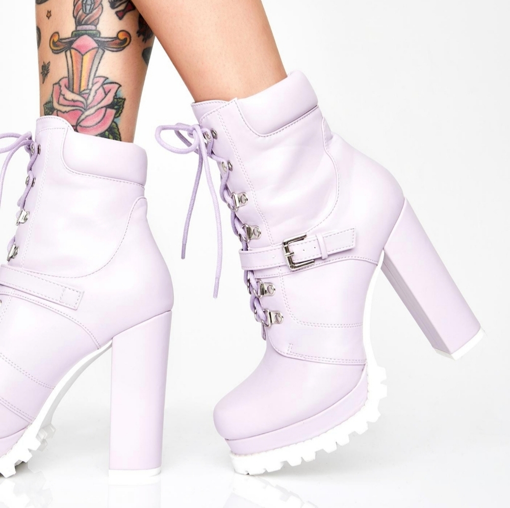 Dolls Kill Lavender Combat Boots
